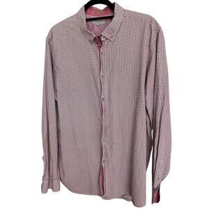 Ted Baker London Men's Button Down Shirt Size 3X XXXL Pink Black Checkered